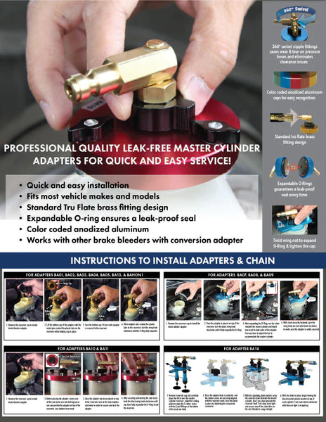 Master Cylinder Adapter Set Leakproof Brake Fluid Bleeder Adapter Universal  for Automobiles Master Cylinder Adapter Set