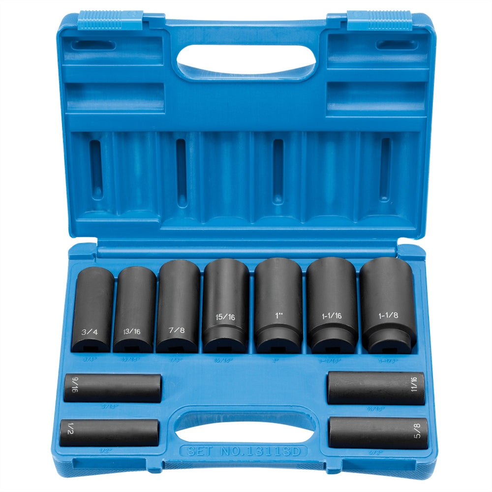 1/2" Drive 11 Piece Deep Set - 8 Point