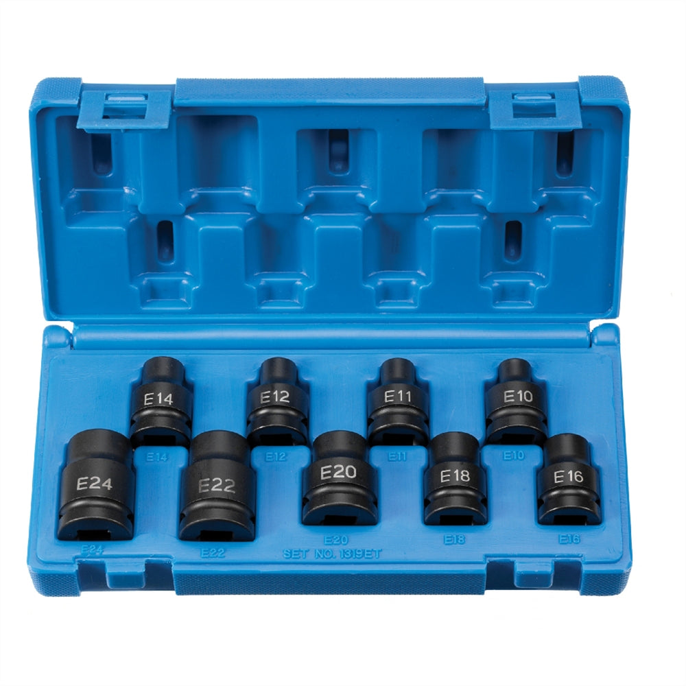 1/2" Drive 9-Piece External Star Impact Socket Set