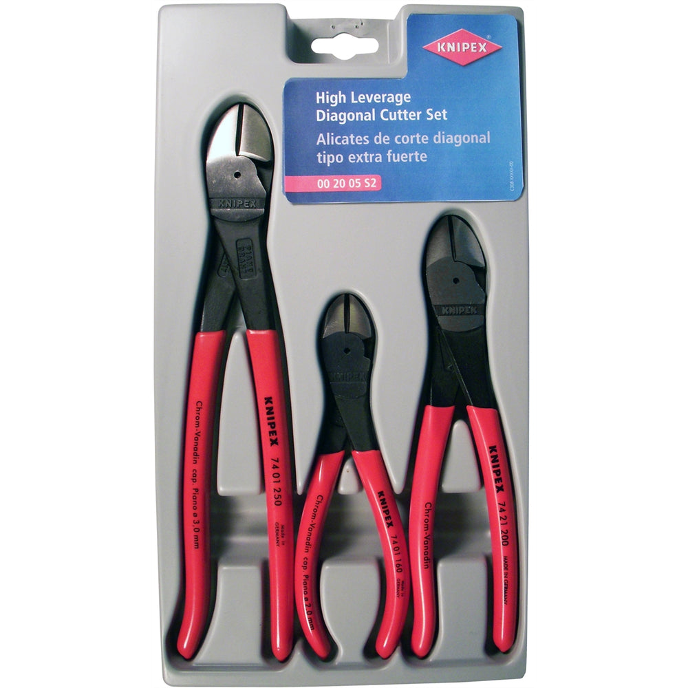 Knipex 3-Piece High Leverage Diagonal Cutter Set