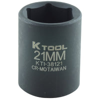 21mm x 1/2" Drive 6-Point Metric Short Chrome-moly Impact Socket (EA)