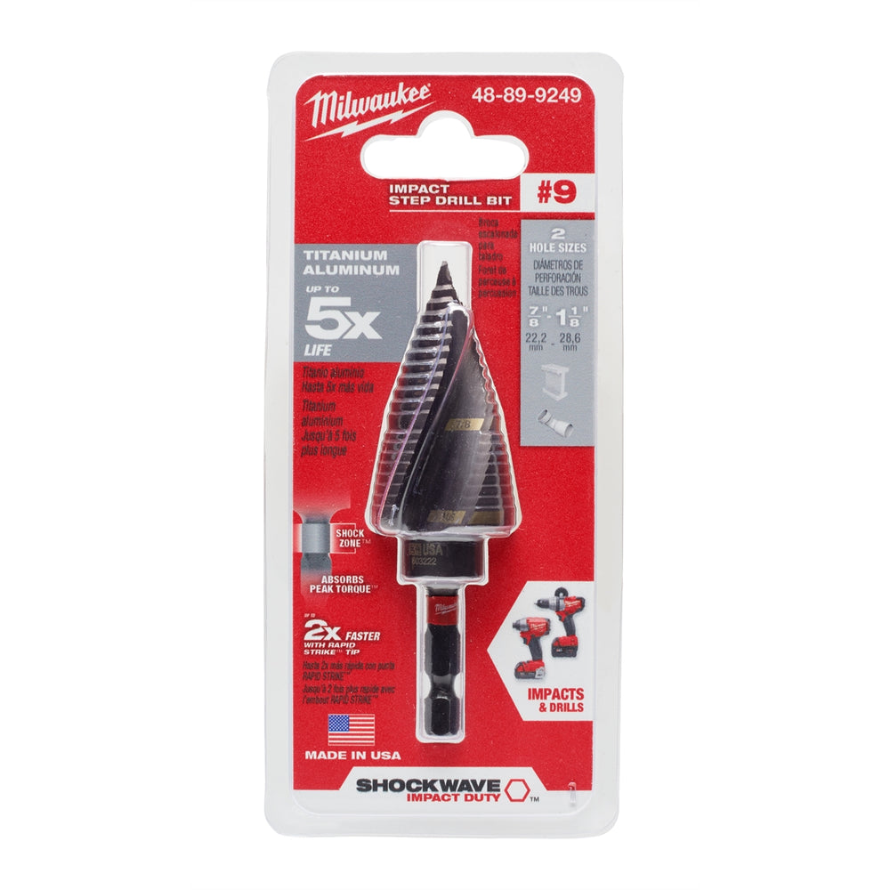 Milwaukee 7/8 in. - 1-1/8 in. SHOCKWAVE Impact Step Drill Bit, #9