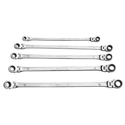 5 Piece Metric Double Box Universal Spline Reversible Ratcheting Wrench Set