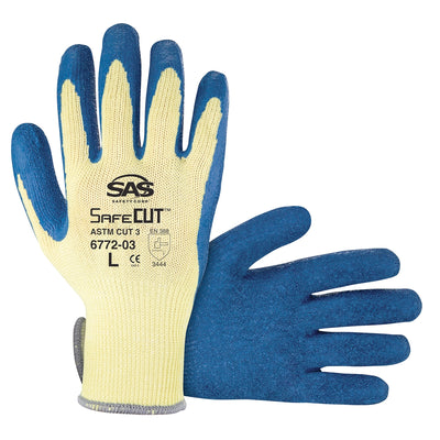 SafeCut 10-gauge Aramid Yarn Gloves w/ Latex Palm (XL)