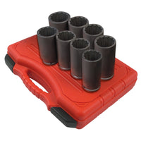 Sunex Tools 8-Piece 1/2 in. Drive Deep 12-Point Spindle Nut Impact Socket Set