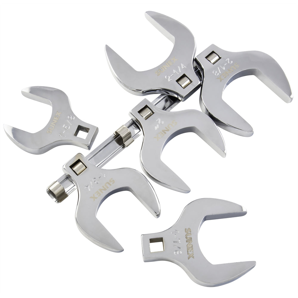 Sunex 6-Piece 1/2 in. Drive Full Polish Fractional SAE Jumbo Crowfoot Wrench