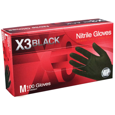 X3 Powder Free, Textured, Black Nitrile Medium