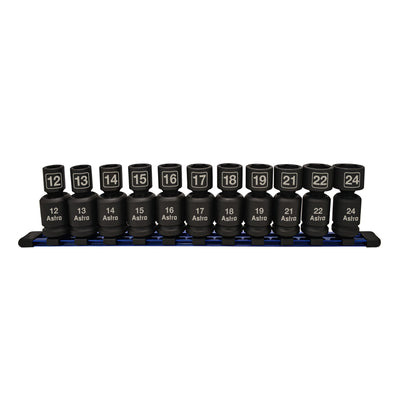 Astro Pneumatic 11-Piece 1/2 in. Drive Nano Pinless Universal Impact Metric Sockets