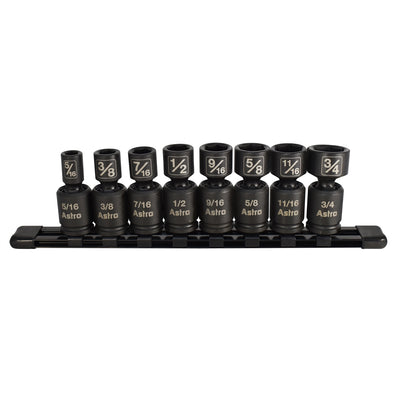 8-Piece 3/8 in. Drive Pinless Universal Impact Socket SAE