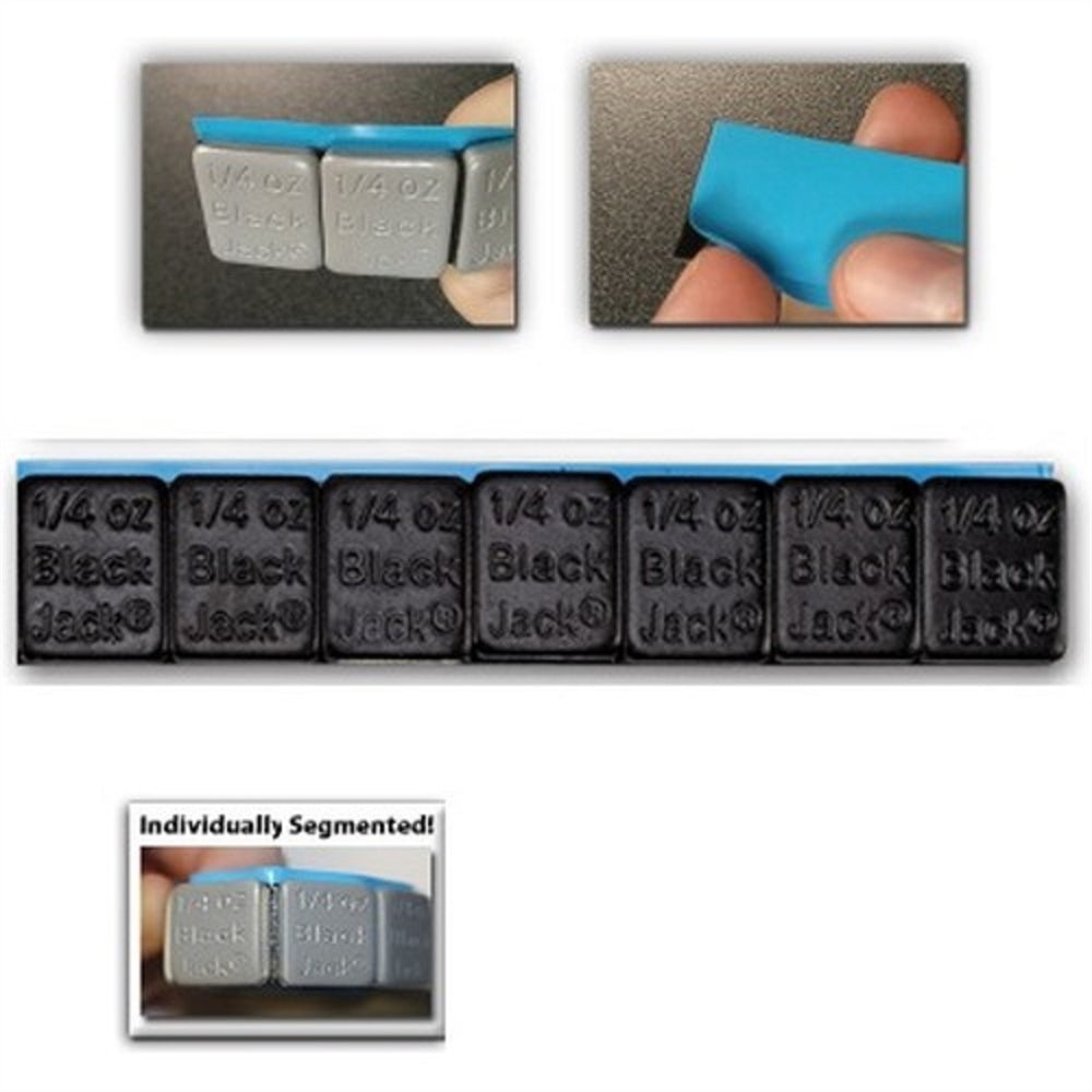 Black Low Profile Stick-On 1/4 oz. Weights on Blue Easy-Peel Tape