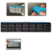 Black Low Profile Stick-On 1/4 oz. Weights on Blue Easy-Peel Tape