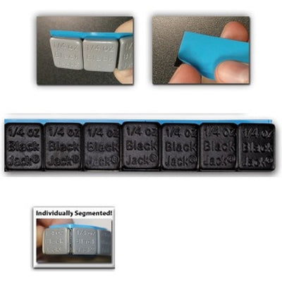 Black Low Profile Stick-On 1/4 oz. Weights on Blue Easy-Peel Tape