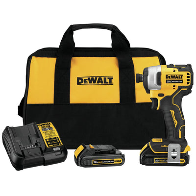 DeWalt Atomic 20V MAX Brushless 1/4 in. Impact Driver Kit w/ (2) Batteries