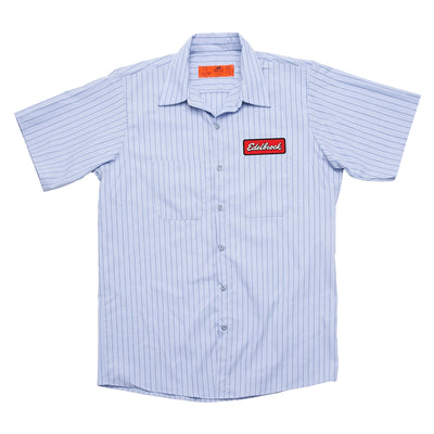 Edelbrock Striped Button-up Badge Patch Work Shirt, Large