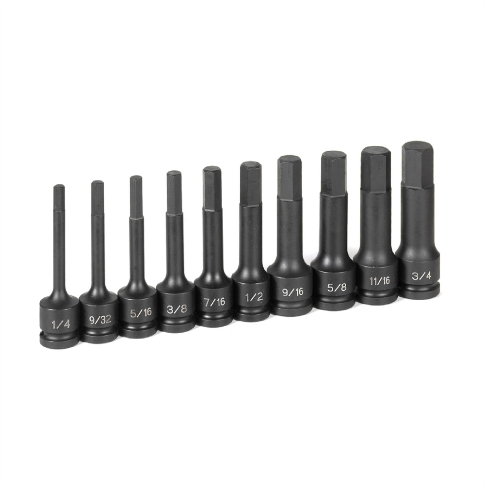 1/2" Drive 10 Pc. 4" Length Fractional Hex Driver Set