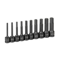 1/2" Drive 10 Pc. 4" Length Fractional Hex Driver Set