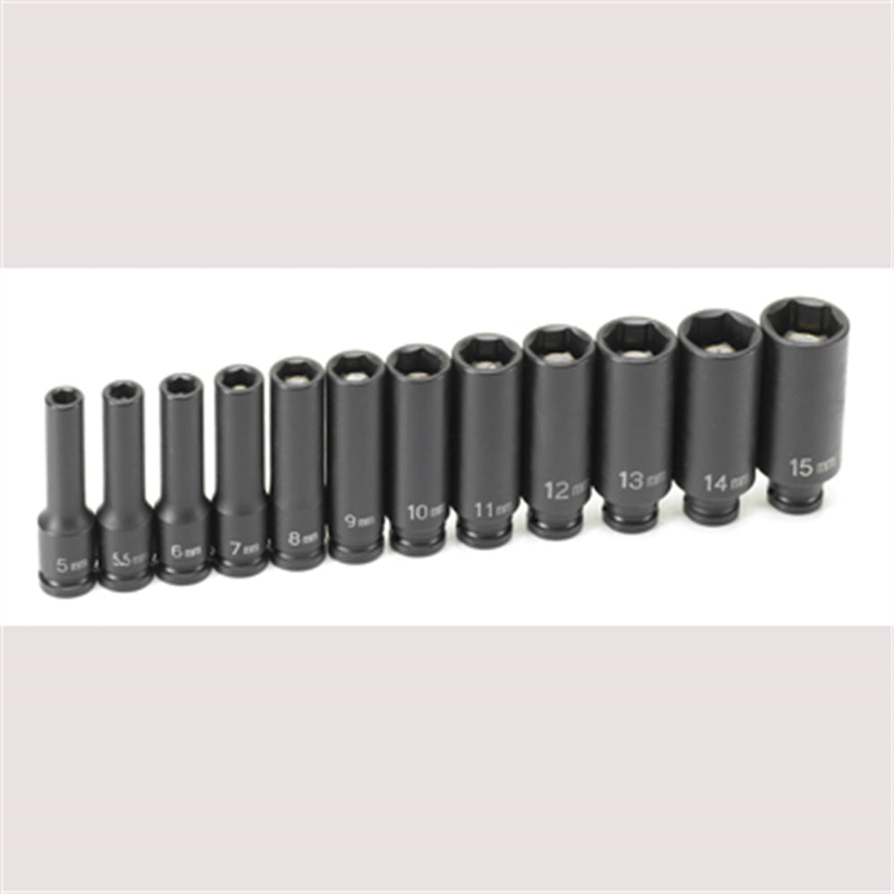 1/4" Drive 12 Pc. Deep Metric Magnetic Impact Set