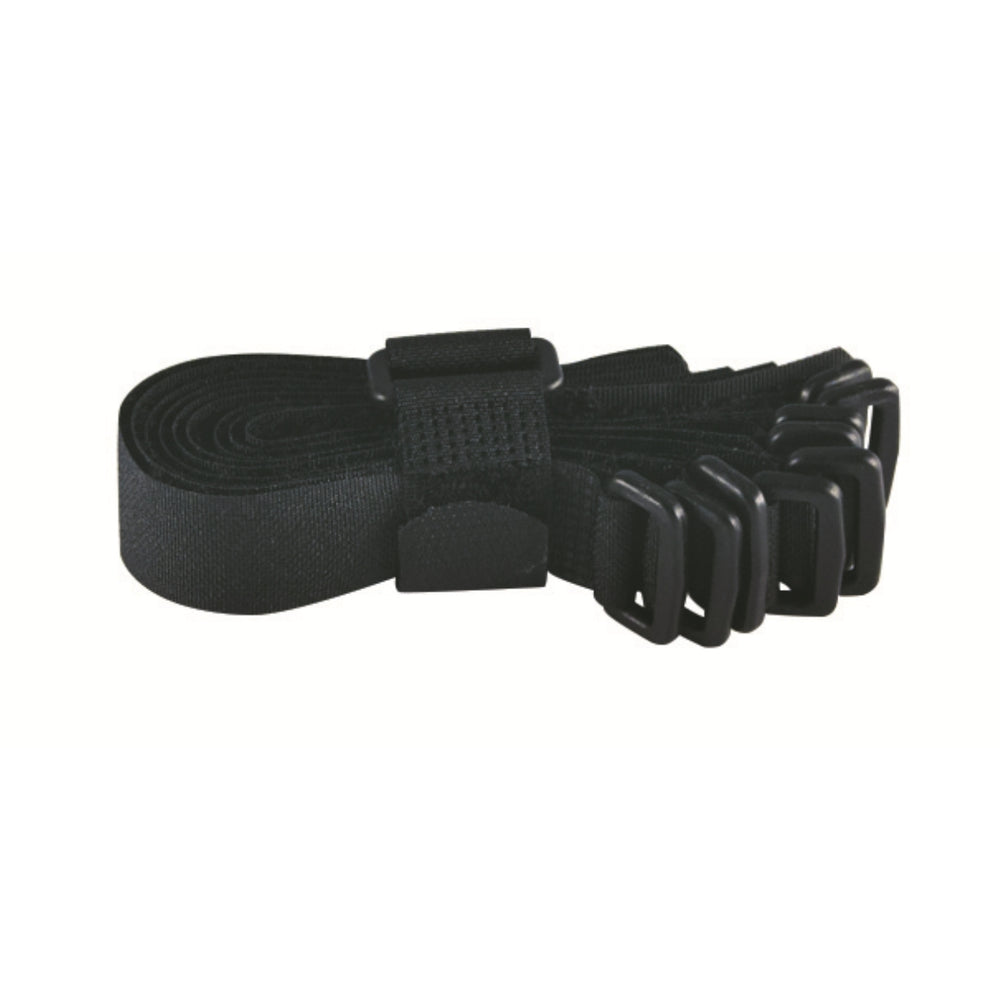 8" Blk Velcro Strip-Tie Fasteners w/ Buckle 8 Pcs