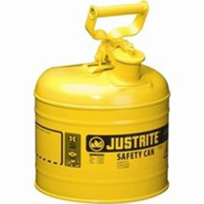 Yellow Metal Safety Can, Type 1, 2-1/2 Gallon Capacity, for Diesel Fuel and Other Flammable Liquids