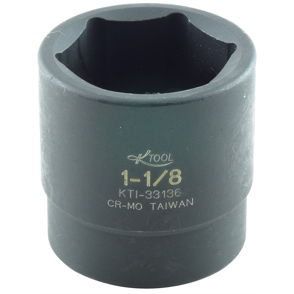 1-1/8” x 1/2" Drive 6-Point Fractional SAE Short Impact Socket (EA)