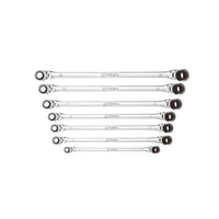 7 Pc Metric Double Box Univ Spline 90 Tooth Rev Ratchet Set