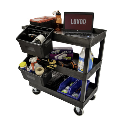 Luxor 32 x 18 in. 3-Shelf Tub Cart with Outrigger