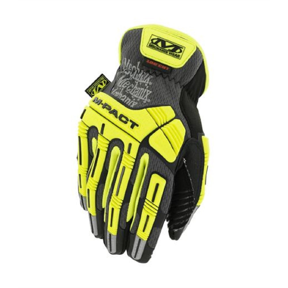 Mechanix Wear Hi-Viz M-Pact Open Cuff E5 Gloves (Small, Fluorescent Yellow)