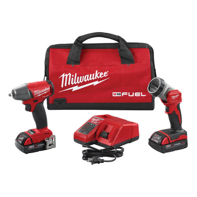 M18 FUEL 3/8 in. Impact Wrench and LED Light w/ (2) Batteries Kit