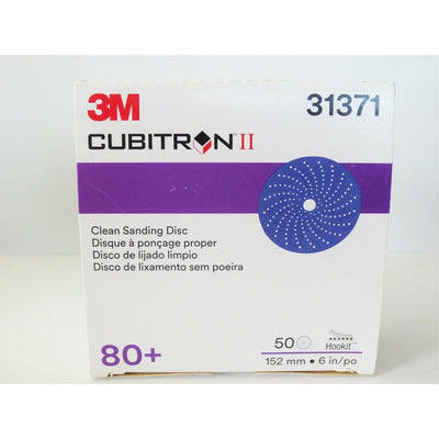 3M Cubitron II Hooki Clean Sanding Abrasive Disc, 31371, 6 in, 80+ grade, 50 discs per carton, 4 cartons per case