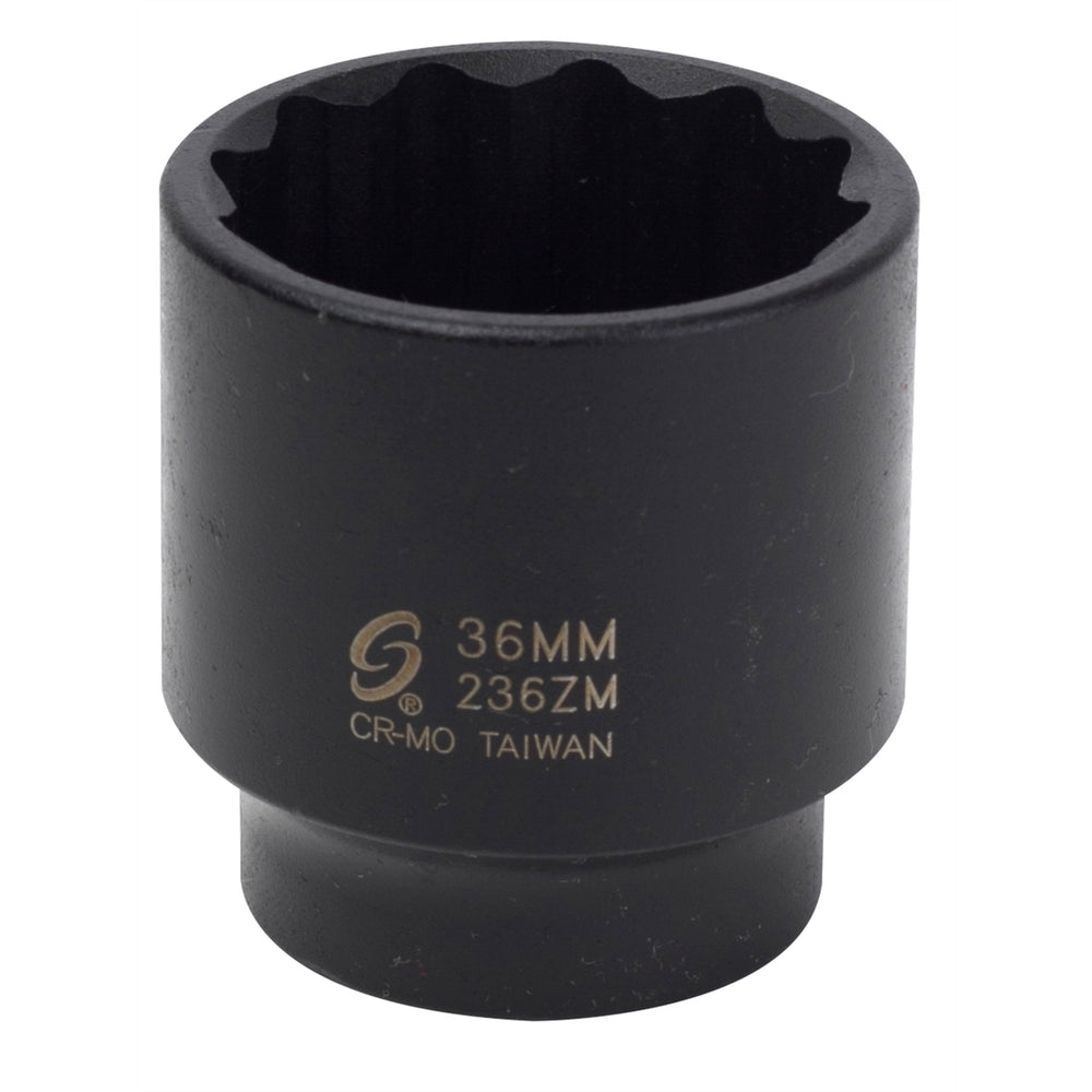 Sunex Tools 1/2 in. Drive 12-Point Impact Socket, 36 mm