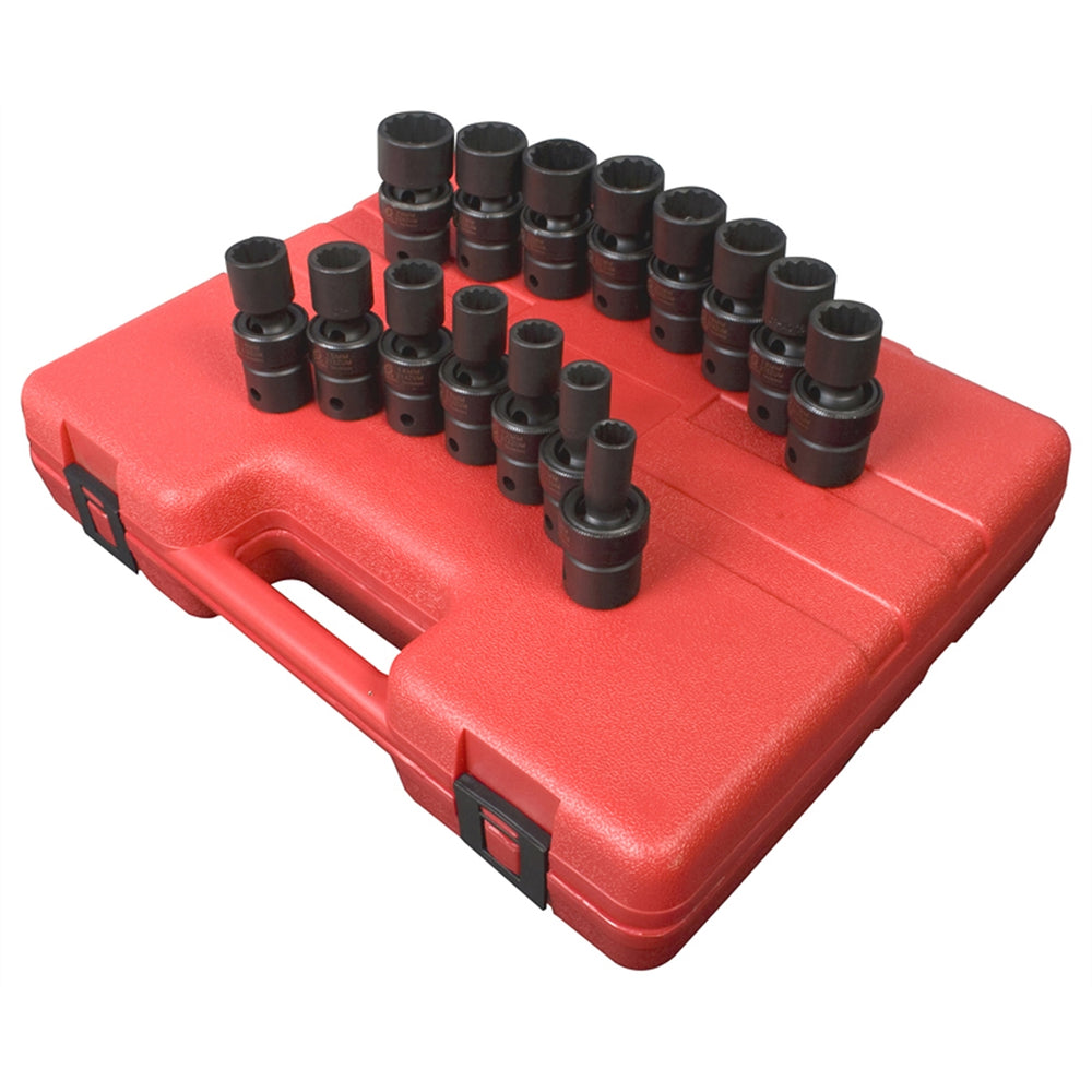 15 Piece 1/2" Drive 12 Point Metric Universal Impact Socket Set