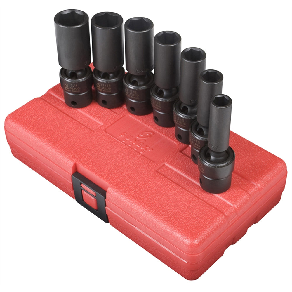 7 Pc. 3/8" Drive Deep Fract SAE Univ. Impact Socket Set