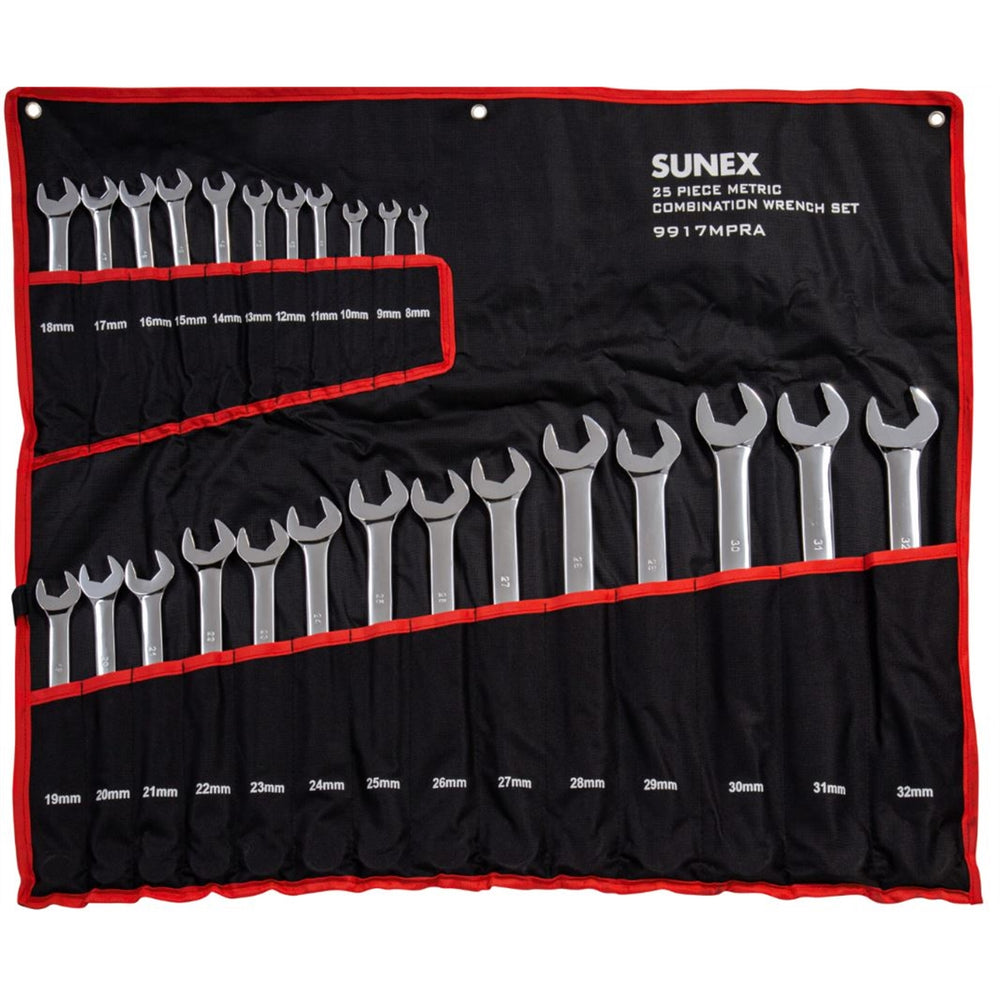 25 Pc. Metric Full Polish V-Groove Combo Wrench Set