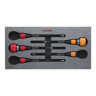 Vessel Tools 2-Piece Ball Ratchet Screwdriver, Replacable 3-pc Blade